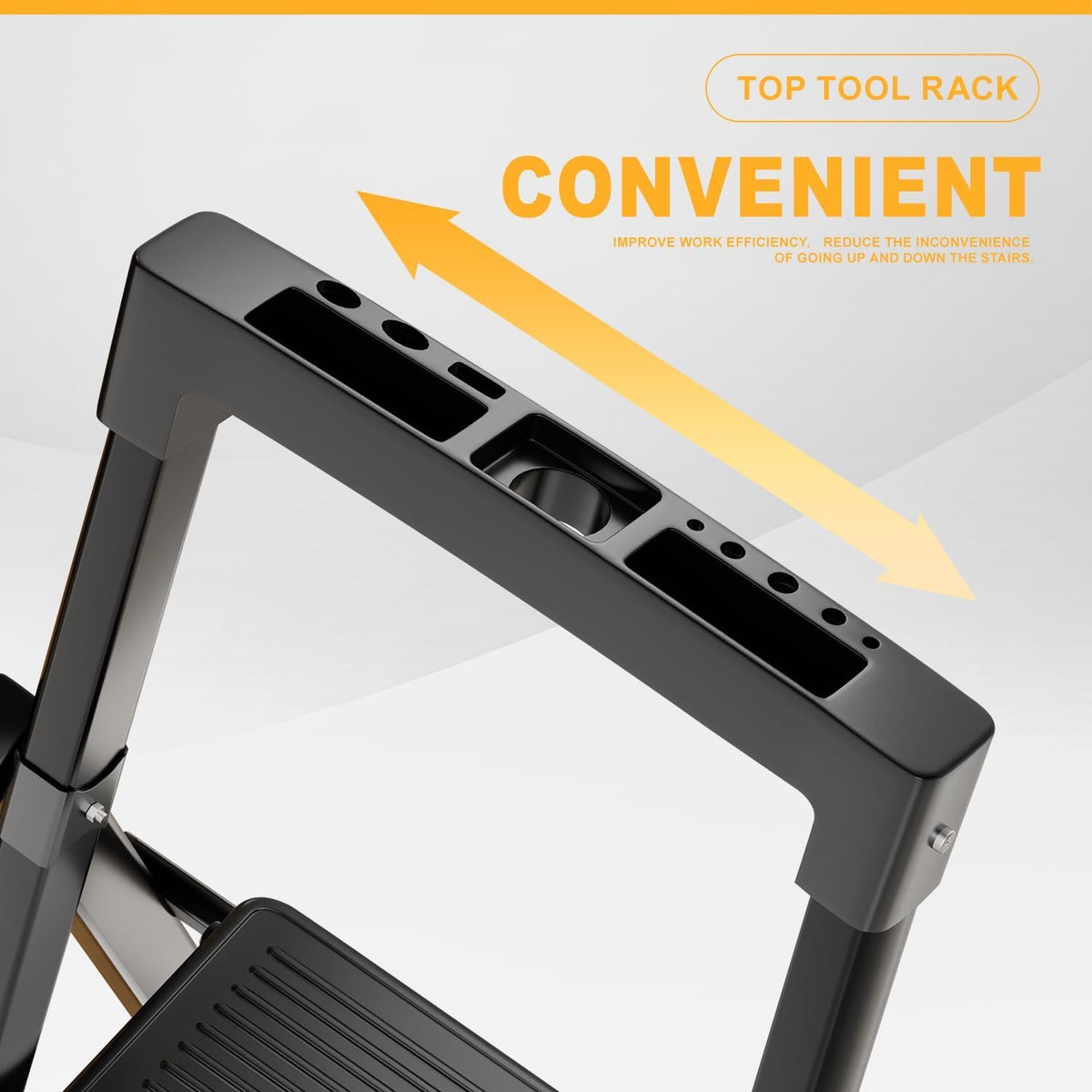 7 Step Ladder with Platform, Folding Step Stool Heavy Duty, Portable Step Ladders with Anti-Slip Widen Pedals, Handrail, Safe-Lock Design, Tall Kitchen/Closet Step Ladder for Adults,Carbon Steel