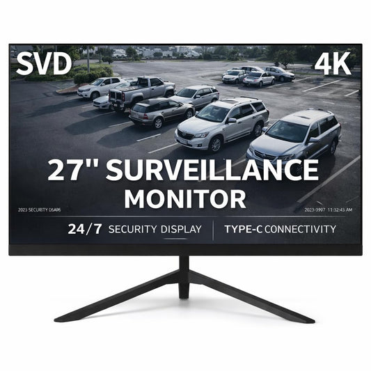 SVD 27" 4K UHD Security Monitor IPS HDR, HDMI 2.1+DP 1.4+Type-C 65W, Adaptive Sync, 3D Comb Filter, 60Hz 5ms 178°, Built-in Speakers, for CCTV DVR NVR