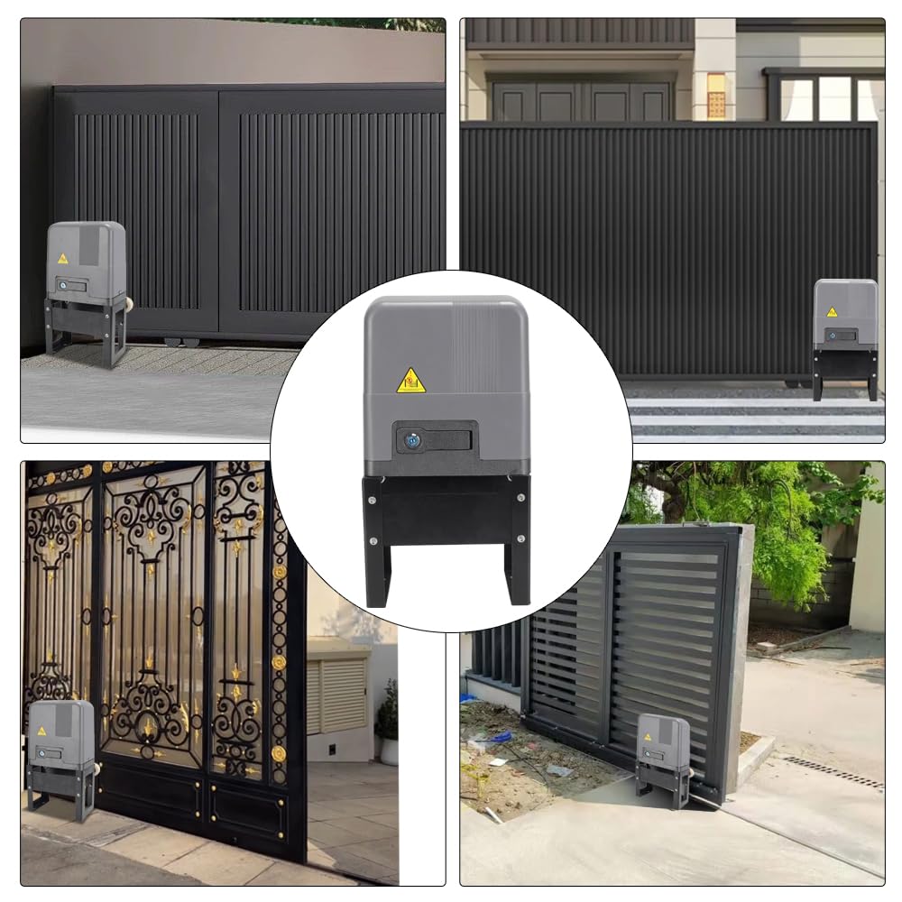 Sliding Gate Opener with WiFi App Control & 4 Remotes, Automatic Electric Gate Motor Complete Kit for Driveway Slide Gates Up to 1800lbs, Chain Driven Security System with Infrared Sensor, Auto Close