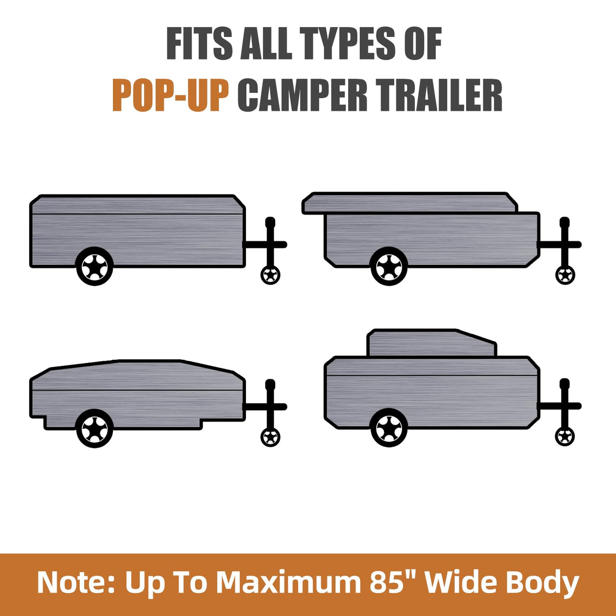 DikaSun Pop Up Camper Cover 10'-12', 7 Layers Waterproof Pop-up Tent Trailer Cover Anti-UV Folding Camper RV Cover for Motor Home