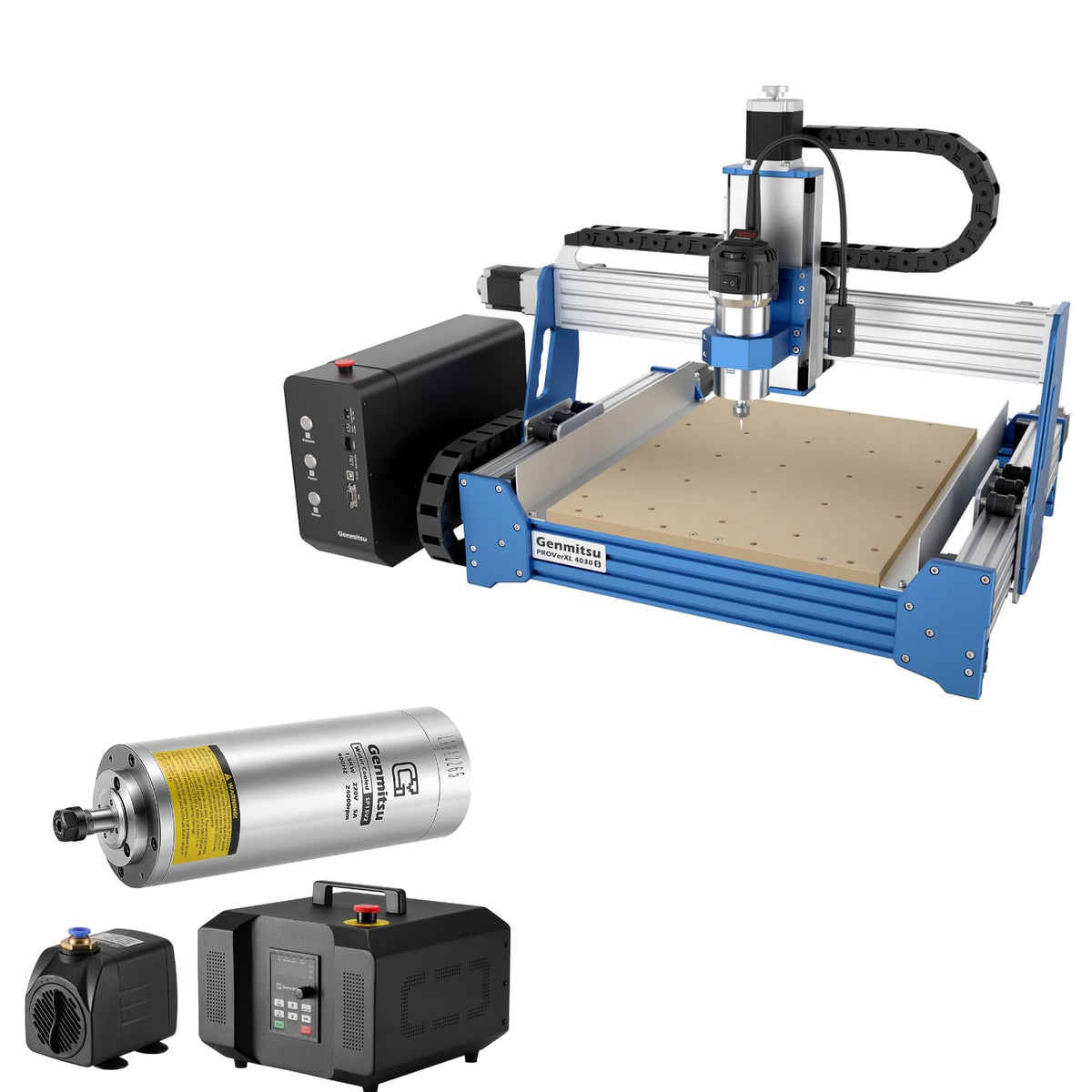 Genmitsu PROVerXL 4030S CNC Router Machine with 710W Spindle + 2.2KW Water Cooled Spindle Motor Kit