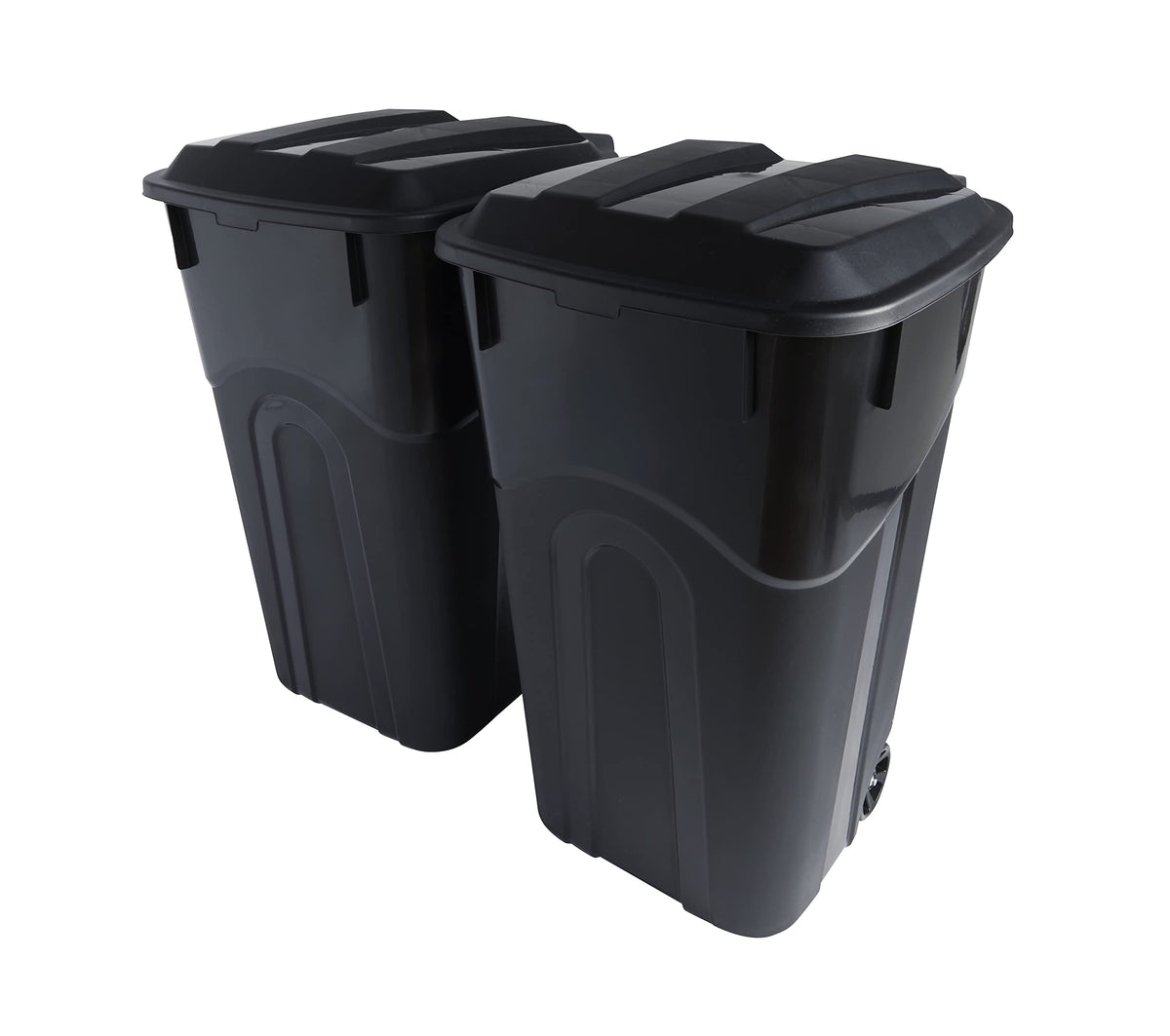 United Solutions 32 Gallon 2 Pack Outdoor Trash Can Bundle with O-Cedar EasyWring Microfiber Spin Mop and Bucket Floor Cleaning System
