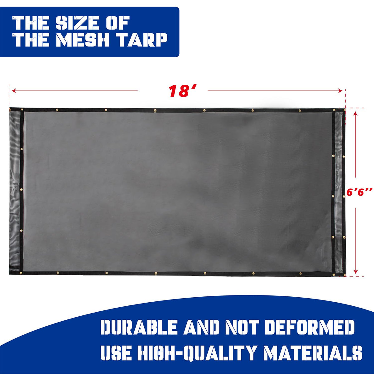 Heavy-Duty Dump Truck Tarp Kit, with Rear Anti-Sail Bow Set(with Tarp) (6'6" x18'Tarp (DTR KIT))