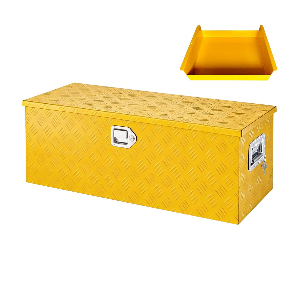 Heavy Duty Aluminum Truck Bed Tool Box 30'', Professional-Grade Storage Chest with Secure Lock, Gas Strut Lid, and Small Parts Organizer, Durable Heavy Duty Alu Tool Box for Pickup, RV, Trailer