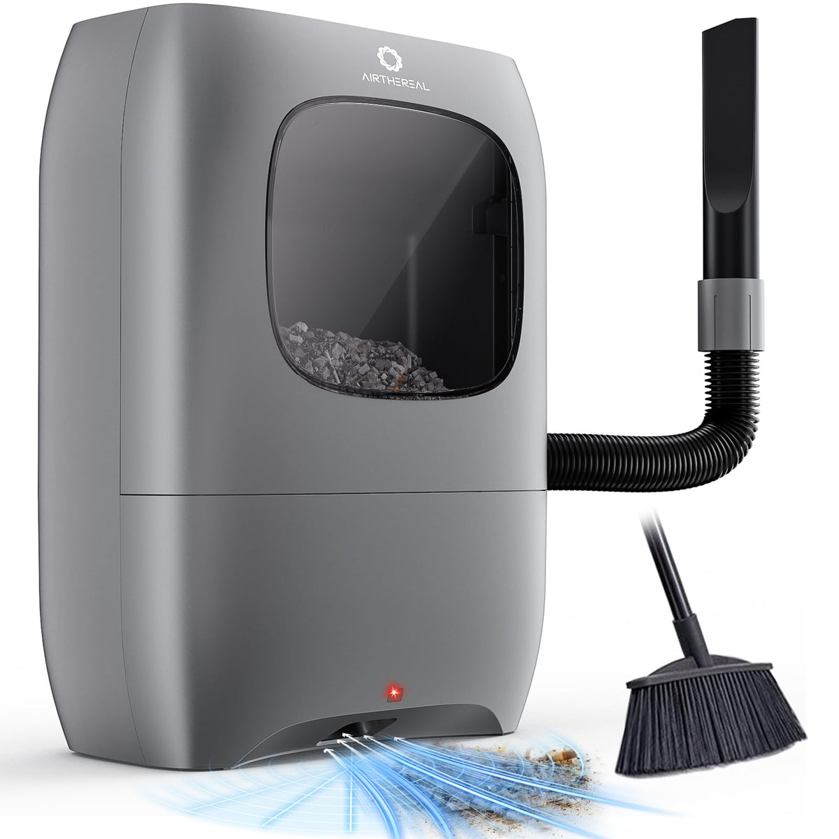 AIRTHEREAL T1 Touchless Vacuum Automatic Dustpan with 2 Operation Modes - Ultra Fast & Powerful Corded Canister Vacuum for Sweeping Salon, Pet Hair, Food, Dirt, Kitchen, 20Kpa 1500 Watt Max Suction