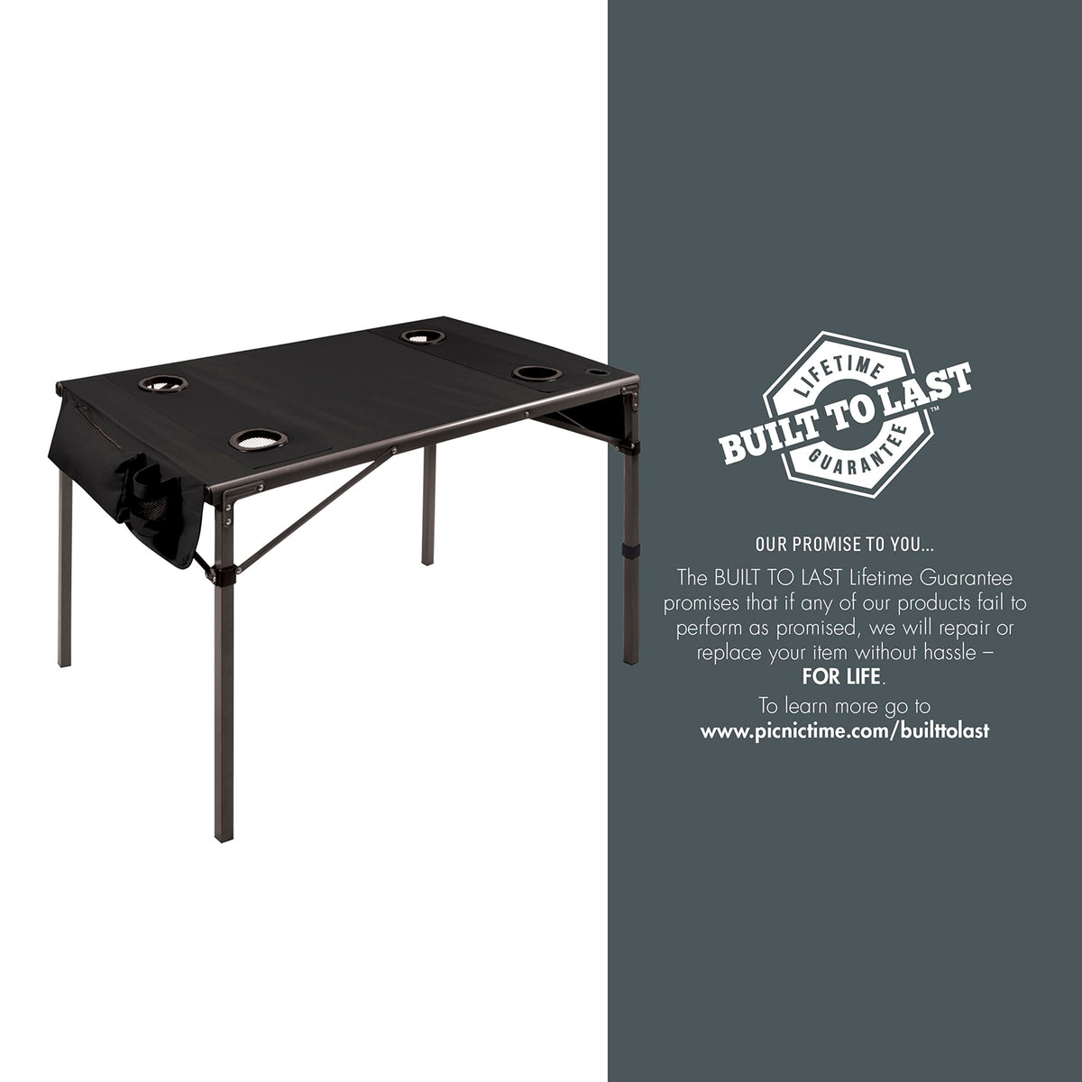 PICNIC TIME NCAA Syracuse Orange Travel Table Portable Folding Table, Camping Table, Outdoor Table with Carry Bag, (Black)
