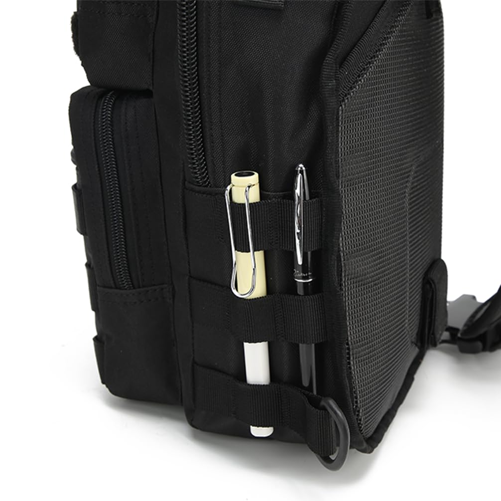 GAZJYUSP Tactical travel sling bag Molle Crossbody bag Small tactical concealed carry bag Over the shoulder bag Daypack Range Bag Shoulder pack Hunting chest Bag (Black)