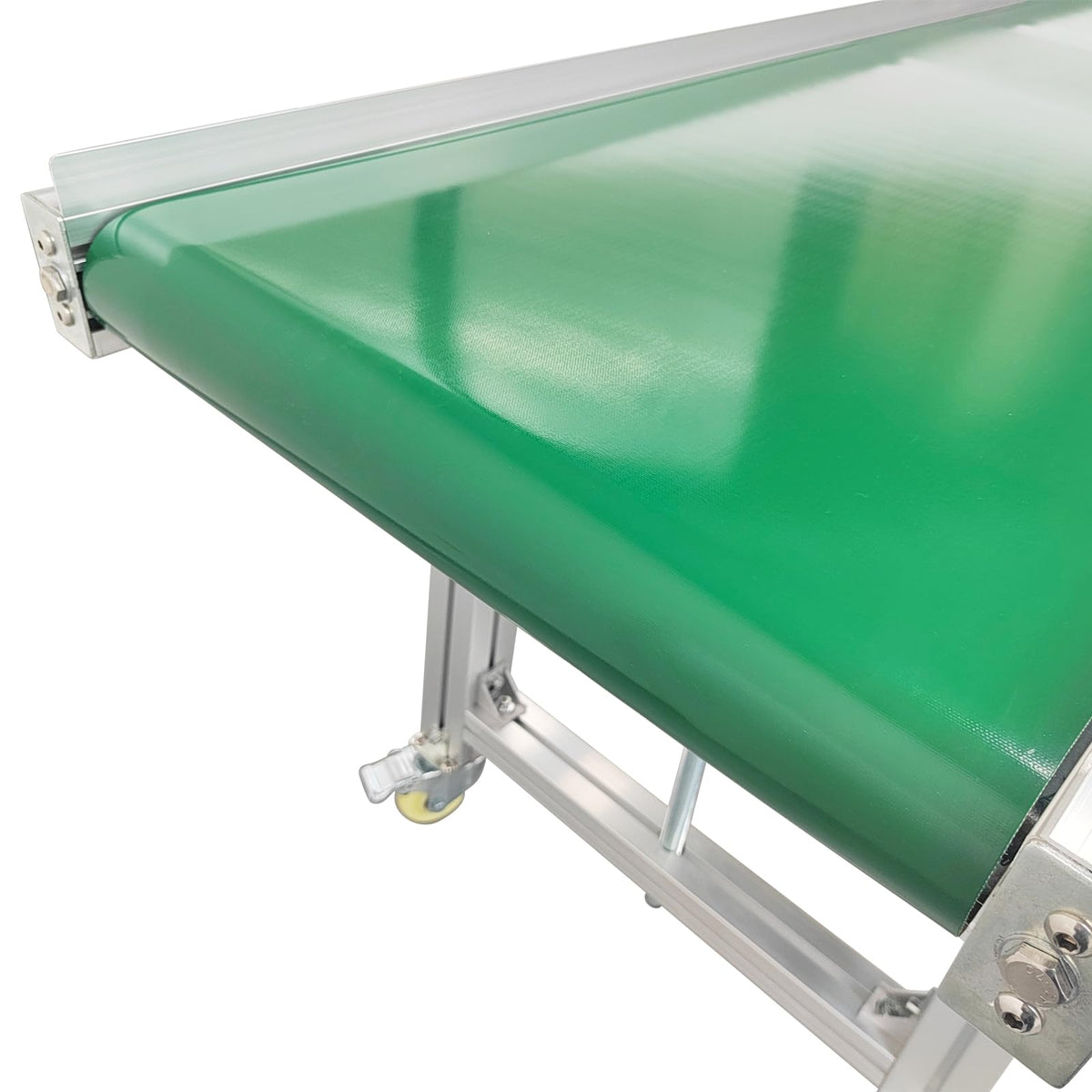 Yokoma PVC Conveyor Machine Belt Adjustable Speed Flat Conveyor Belt Systems on Wheels 70.9inch*19.7inch Aluminum 120W 110V Green
