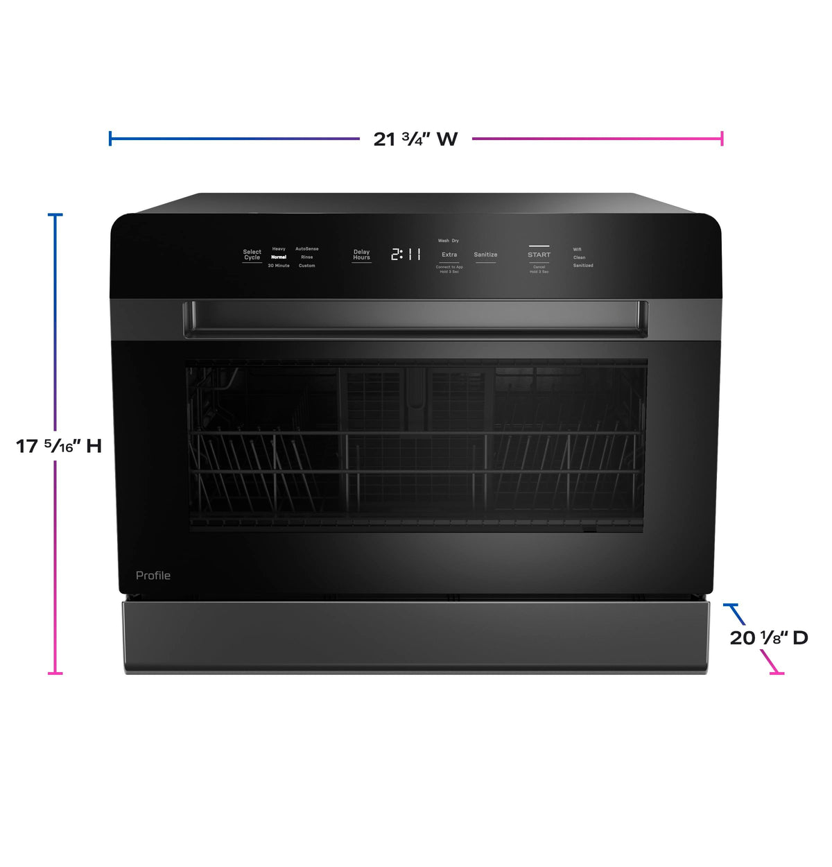 GE Profile Countertop Dishwasher, Energy Star, 6 place settings, 6 wash cycles, WiFi Connected, with Built-In Capabilities