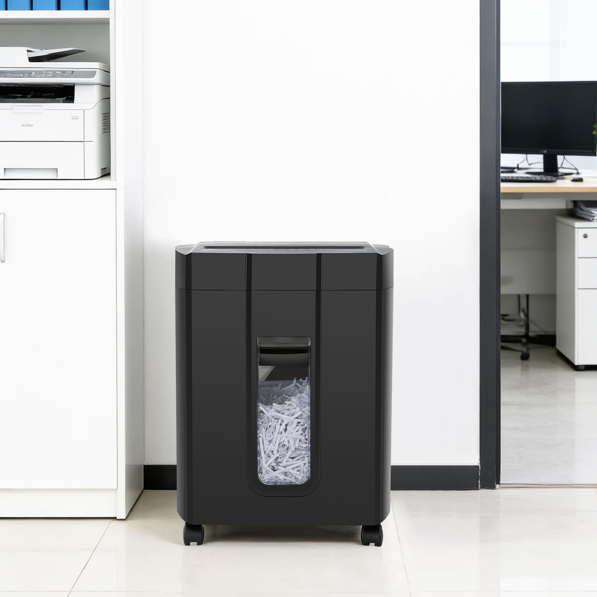 Low Noise 48dB Paper Shredder for Home, 15-Sheet Cross Cut, CD/Credit Card Office Shredder, 4.7 Gallons Wastebasket, P-4 High Security, Black