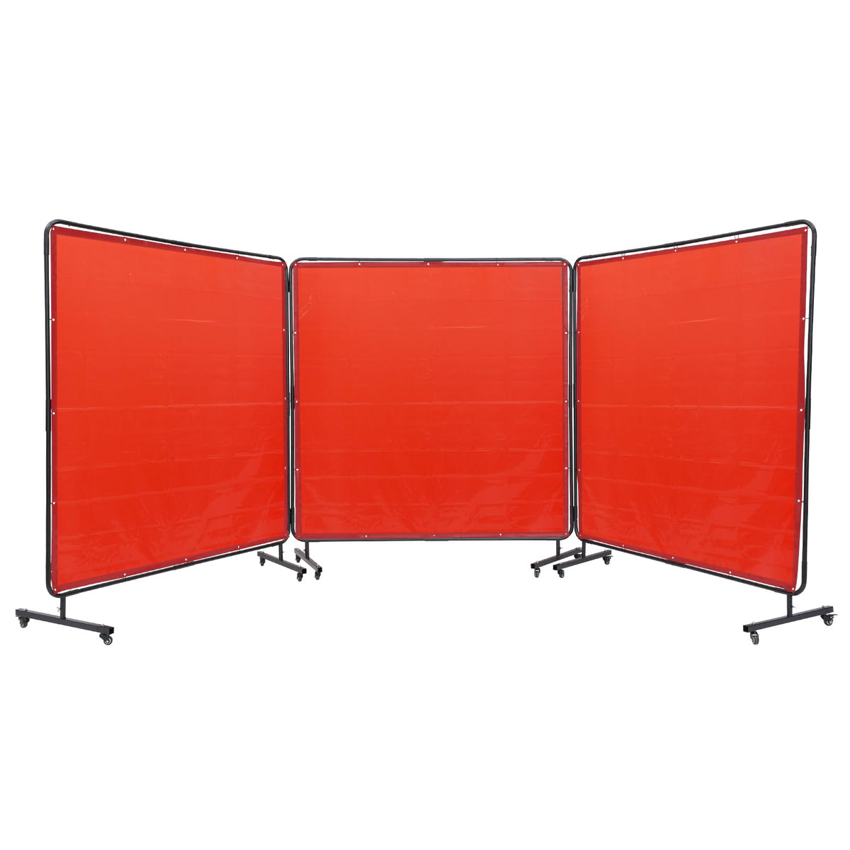 VEVOR Welding Screen with Frame, 6' x 6' 3 Panel Welding Curtain Screens on 12 Swivel Wheels (6 Lockable), Welding Protection Screen Moveable & Professional for Workshop, Red