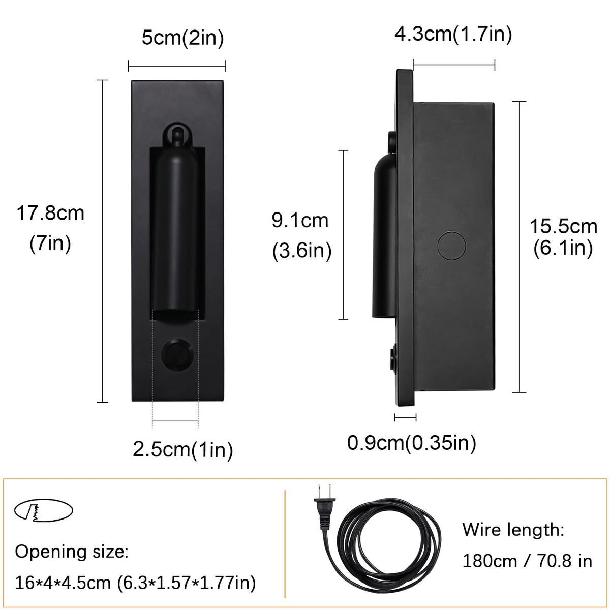 YFMYY Set of 2 Led Headboard Wall Light, 350°Rotation Portable Plug in Wall Sconce Hardwired, Bedside Reading Light Recessed Push Switch, Hotel Bed Side Decor Wall Sconces Spotlight (Matt Black)