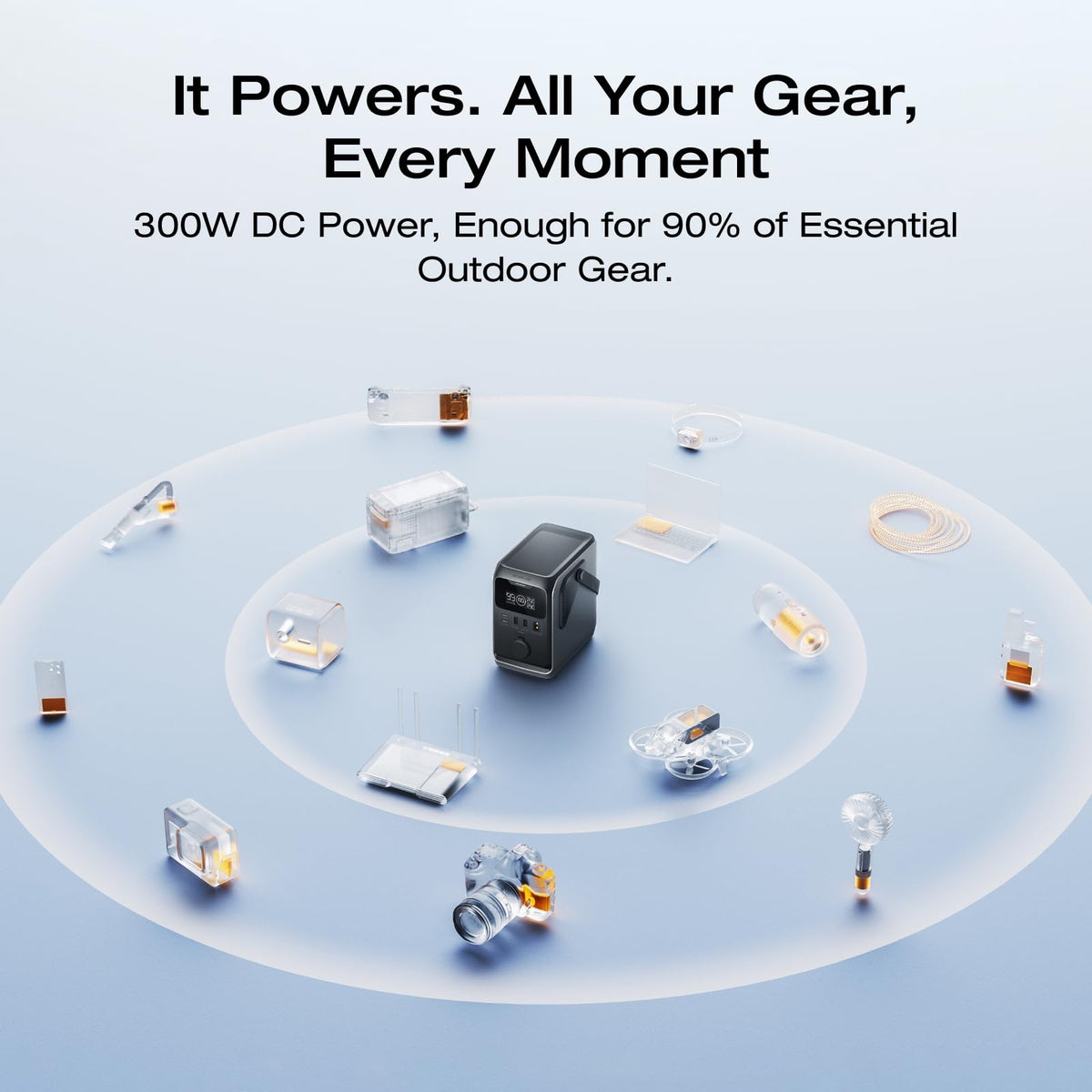 EF ECOFLOW TRAIL 300 DC Power Bank Station, 288Wh Outdoor Portable Power Station, LiFePO4 Battery, 300W DC Output, Compact Solar Generator for Camping, Travel, and Emergency (No AC Outlet Included)