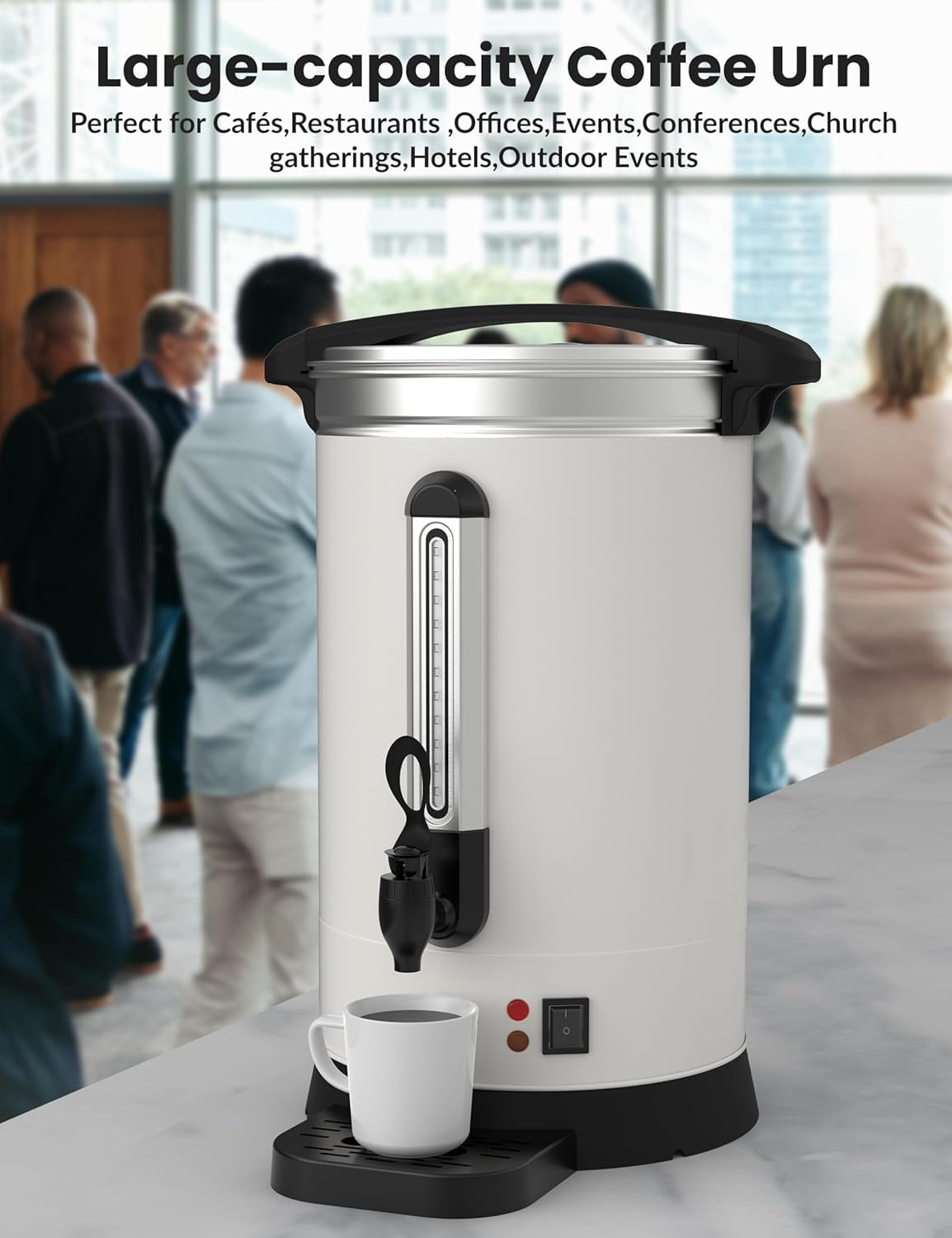 ExploreHorizon 18L/4.8 Gallon Large Commercial Coffee Pot,120 Cups Coffee Urn Stainless Steel Electric Coffee Maker,Double Wall Hot Beverage & Water Dispenser Quick Brew Dispenser