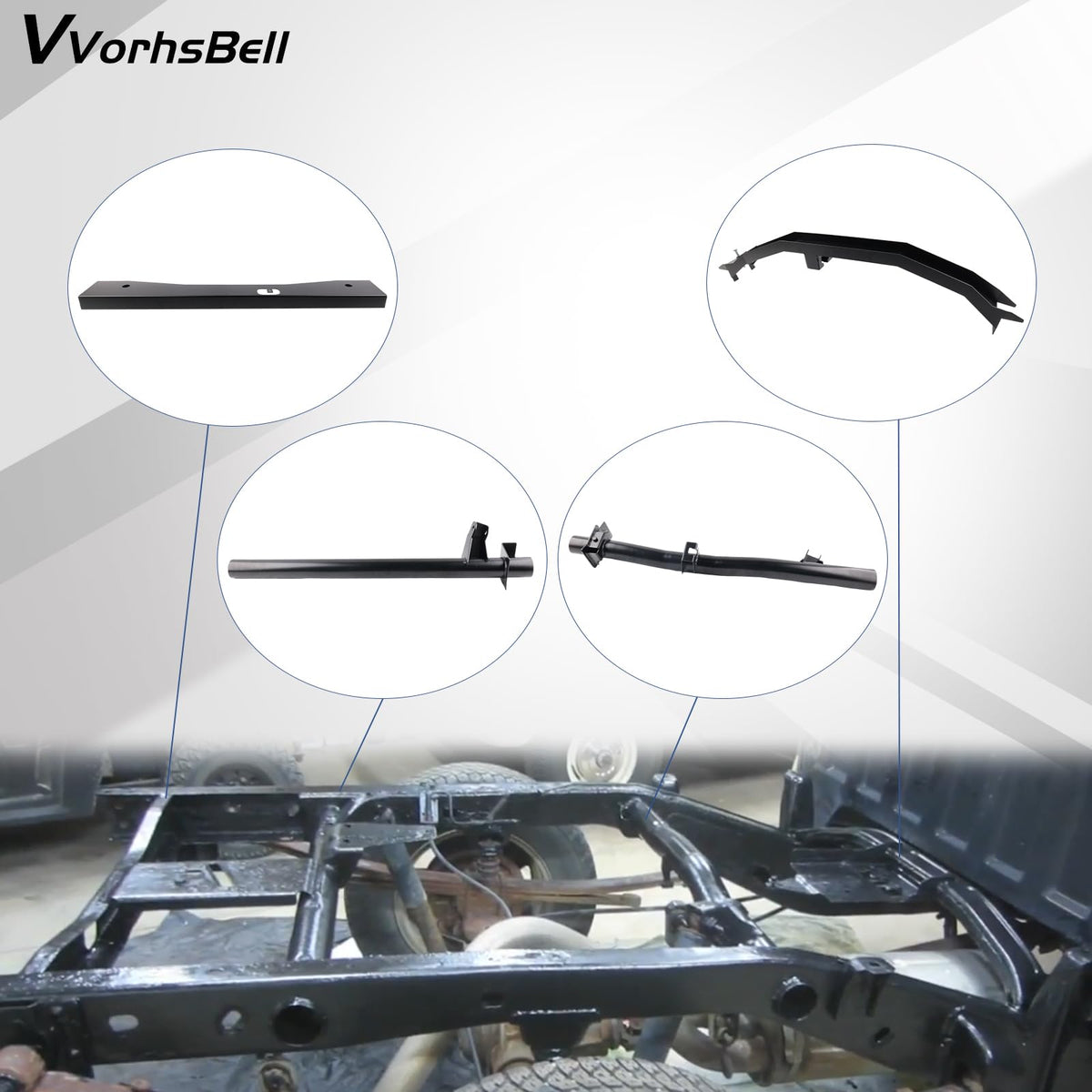 VVORHSBELL Front and Rear Fuel Tank Support Crossmember and Upper Shock Mount Crossmember and Spare Tire Support Plate Compatible with 2007-2014 Chevy Silverado 1500 GMC Sierra 1500 Regular Cab