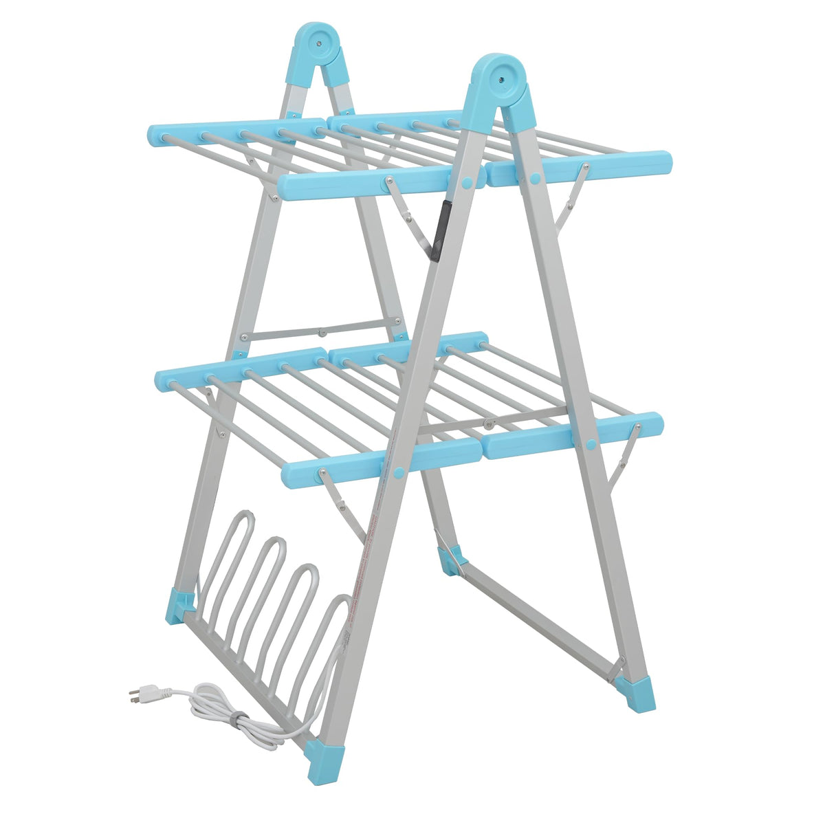 SHARNDY Electric Heated Clothes Drying Rack,Foldable Heated Garment Dryer with Timer Shut-Off Laundry Rack for Clothes Shoes Socks,Aluminum Alloy,Blue,Plug & Play,(39.37x25.98x23.82in)