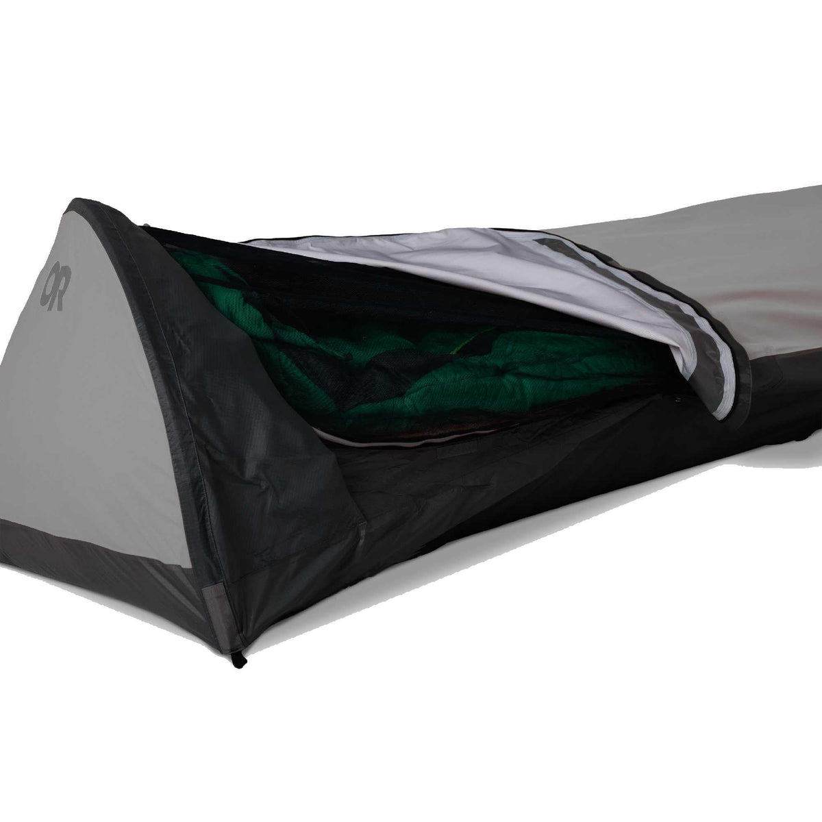 Outdoor Research Alpine XT Bivy | Waterproof Backpacking Single Person Trekking Pole Tent, Extra Headspace, No-See-Um Screen, Pewter, One Size