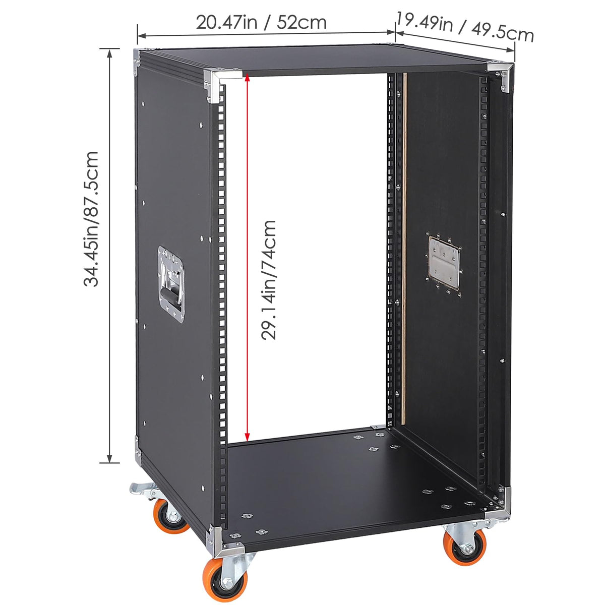 WikrOck Movable AV Gear Rack 16U 19in Mobile Floor Standing Network Device Storage Cabinet Stand - Audio Stereo Studio DJ Equipment Rack Server IT Data Devices Storage Cabinet with Castors
