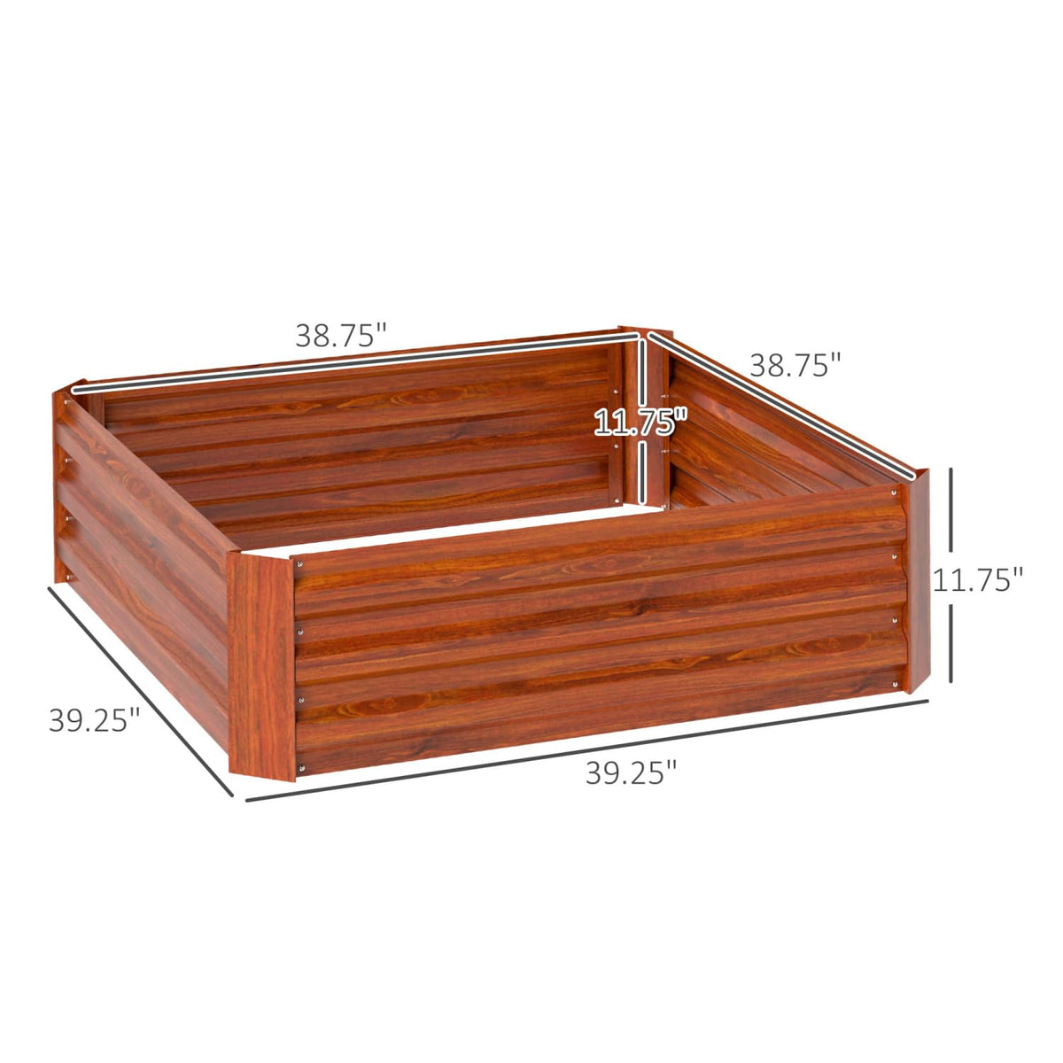 Metal Planter Box, 2-Piece Galvanized Raised Garden Bed - Dark Brown - Set of Two - Outdoor Durable - for Growing Plants