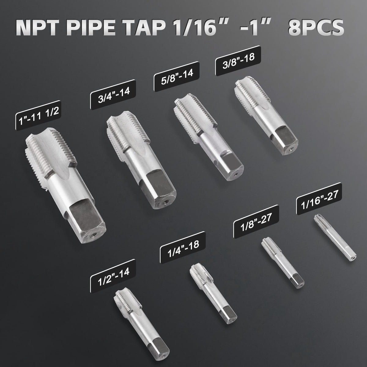 Consfly NPT Pipe Tap and Die Set, Hex Die Set 1/16", 1/8", 1/4", 3/8", 1/2", 3/4" and 1", 15pcs High Speed Steel Taps & Dies with Storage Case