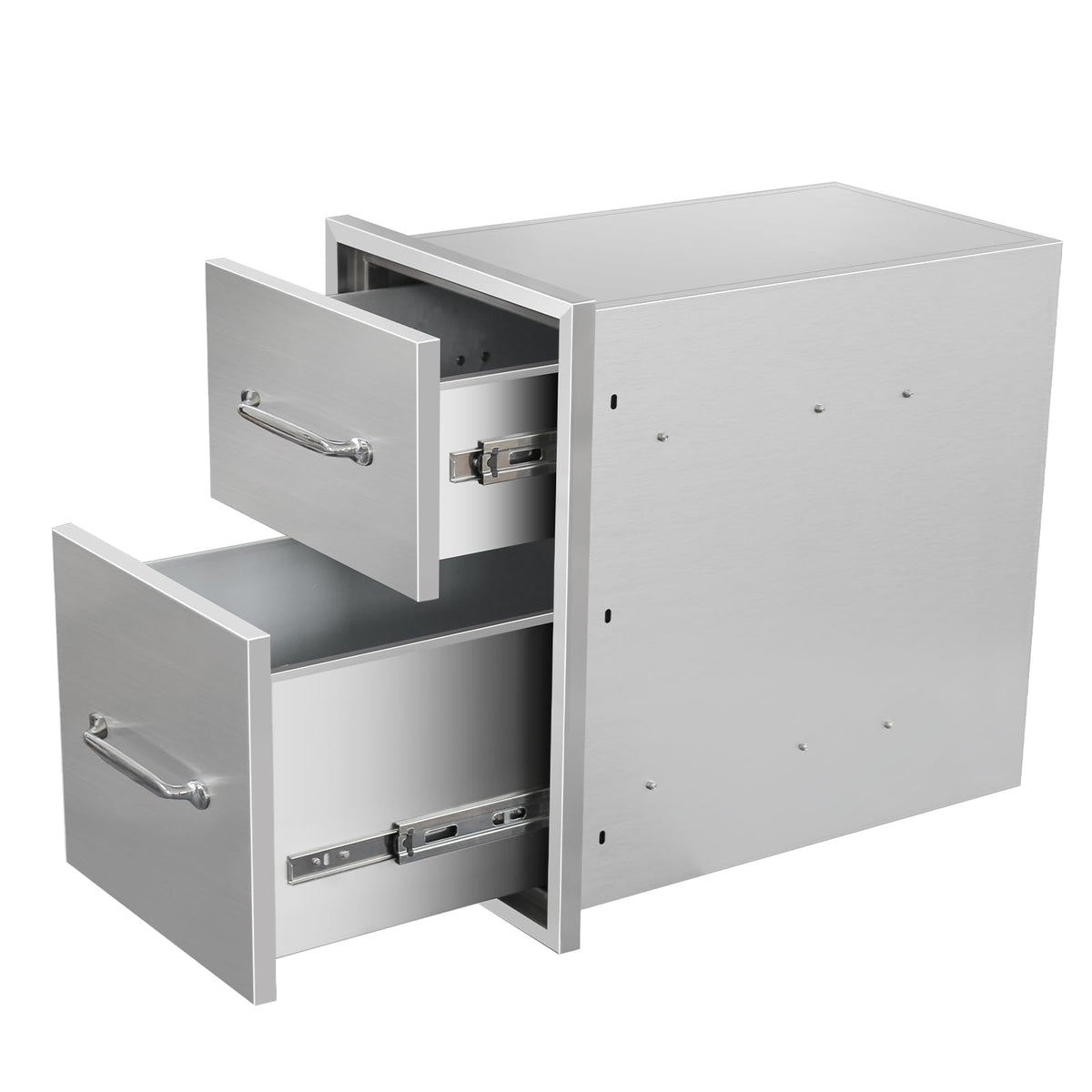 SGOLAN Outdoor Kitchen Drawers 14" W x 21" H x 21" D Flush Mount Double BBQ Drawers with Chrome Handle Stainless Steel Drawer for Outdoor Kitchen Island, Patio Grill Station