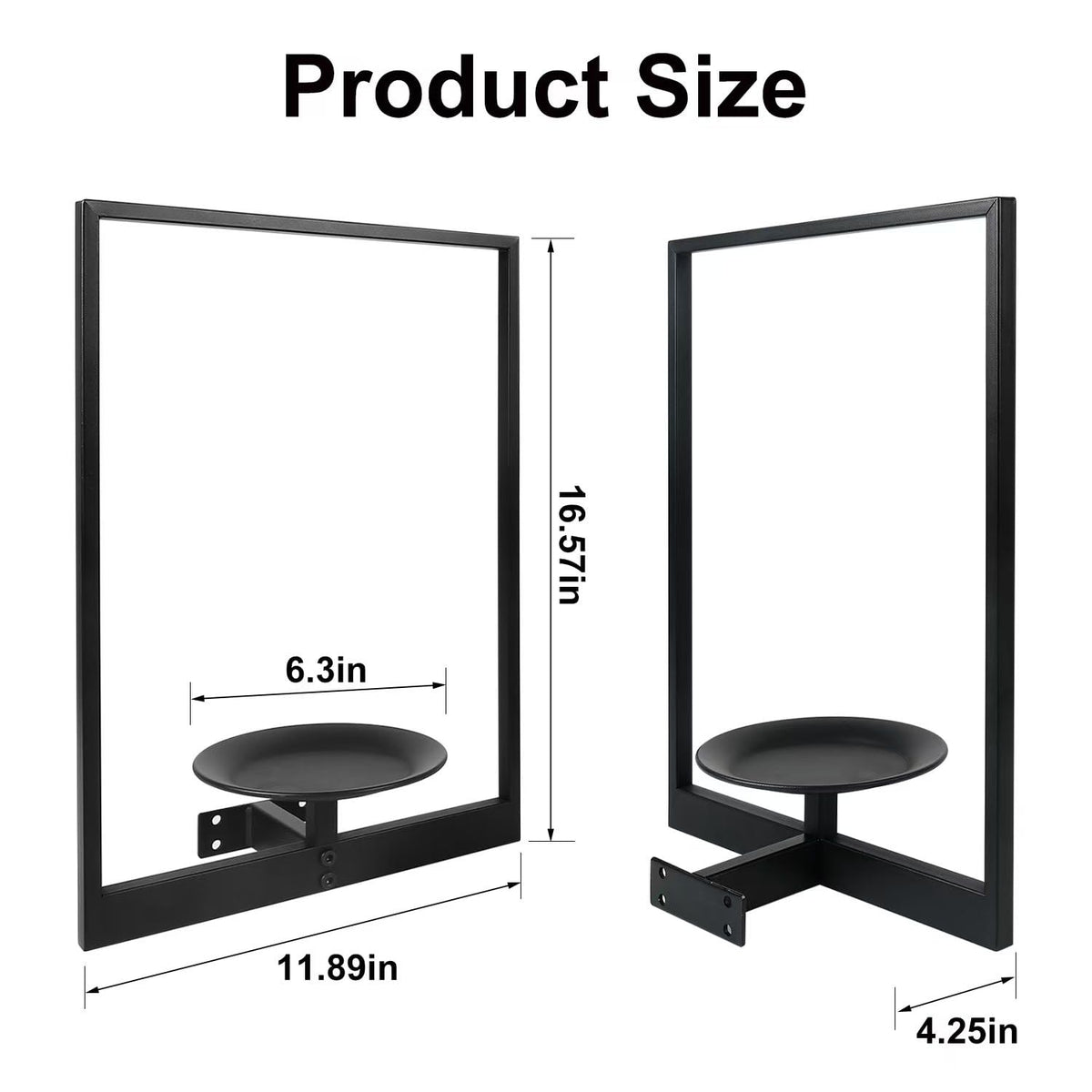 SUNLITOPTO Plant Wall Shelf, Metal Modern Style Frame, Picture Wall Plant Holder, Plant Frames for Living Space Decor Display Stand for Living Room Balcony Garden Patio (2 PACK(BLACK))