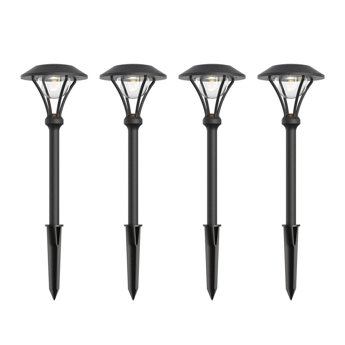 LL LIGHTING LIVING 12V Low Voltage Landscape Path Lights 4PK 1W 60LM LED Pathway Lights 3000K Warm White Durable Aluminum Housing with Stake, Waterproof for Walkway Garden, Black