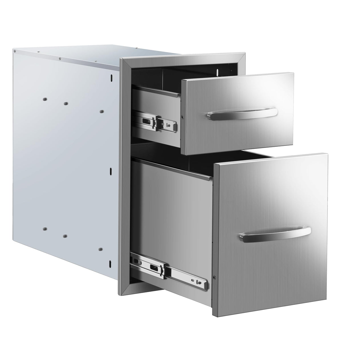 RAILEN Outdoor Kitchen Drawers 13" W x 20" H x 21" D Built-in BBQ Drawer Stainless Steel Access Drawers for Outdoor Kitchen Island or Grill Station