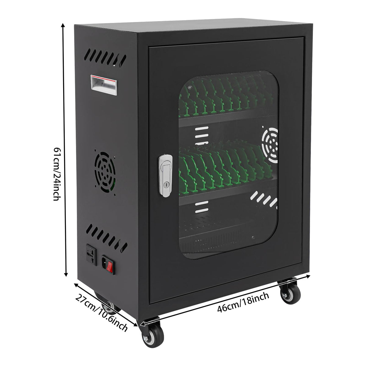 Ferroxen Mobile School Charging Cart Station, 30-Device Charging Station with Wheels, Lockable Cell Phone Storage Cabinet, for Schools, Libraries, Hospitals, Exhibitions (Black)