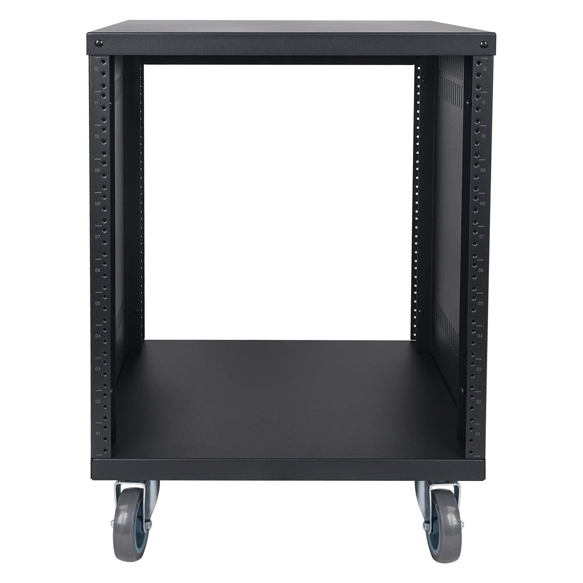 Sound Town 12U Universal Steel Rack, w/ 3" Locking Casters, Vented Side Panels for Audio Video, Server and Network Equipment (STRK-M12U)