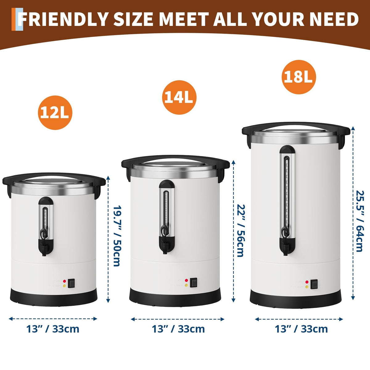 80 Cup Coffee Urn, 12L/3.2Gal Stainless Steel Hot Beverage Dispenser, Fast Brew Rapid Extraction, Auto Temperature Control Faucet, Commercial Hot Water Urn for Party Buffet Catering, White