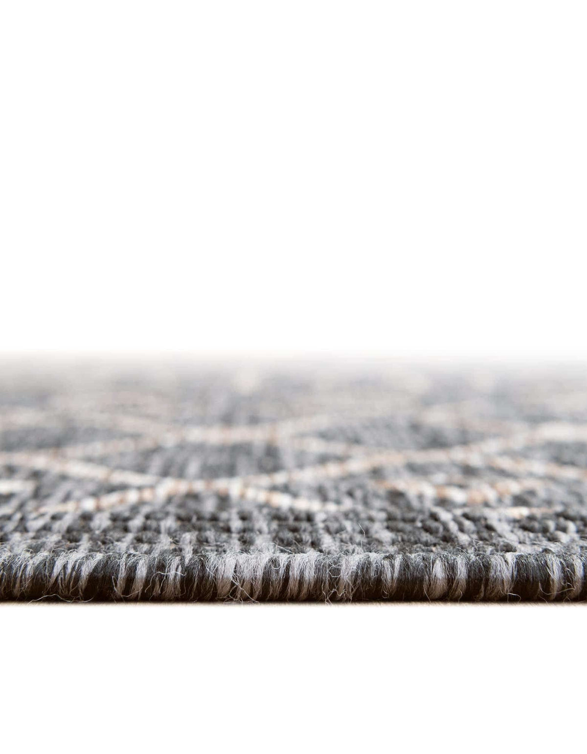 Unique Loom Outdoor Trellis Collection Area Rug - Tribal Trellis (13' Square, Charcoal Gray/ Natural)