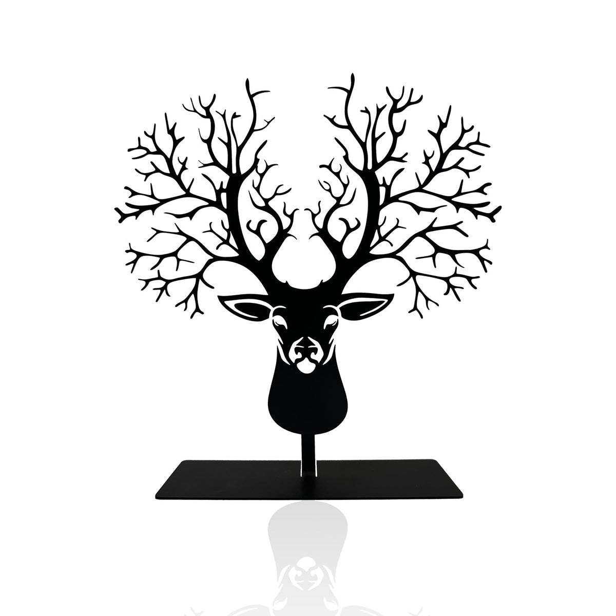 DASIMAT Metal Deer with Tree Antlers Table Top Decor, Tabletop Deer Christmas Decor, Wildlife Decorations, Rustic Woodland Accent, Nature Artwork, Living Room Bookshelf Decor