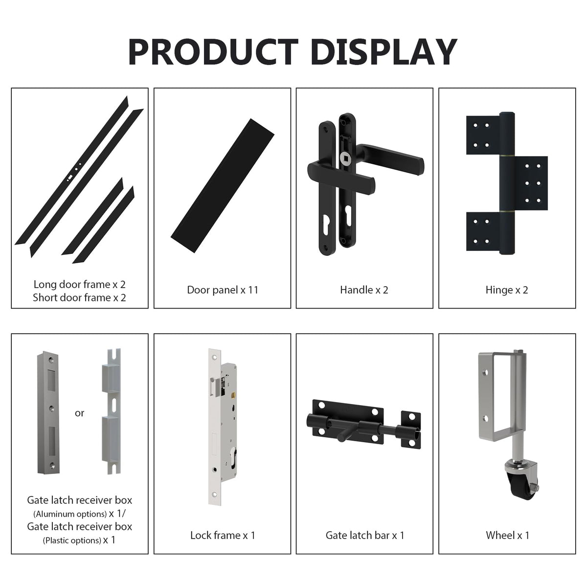 Treslam Wood Plastic Privacy Fence Gate 6ft(H) x 3ft(W), Metal Frame with Knob Kits, Durable Composite Outdoor Gate,Black