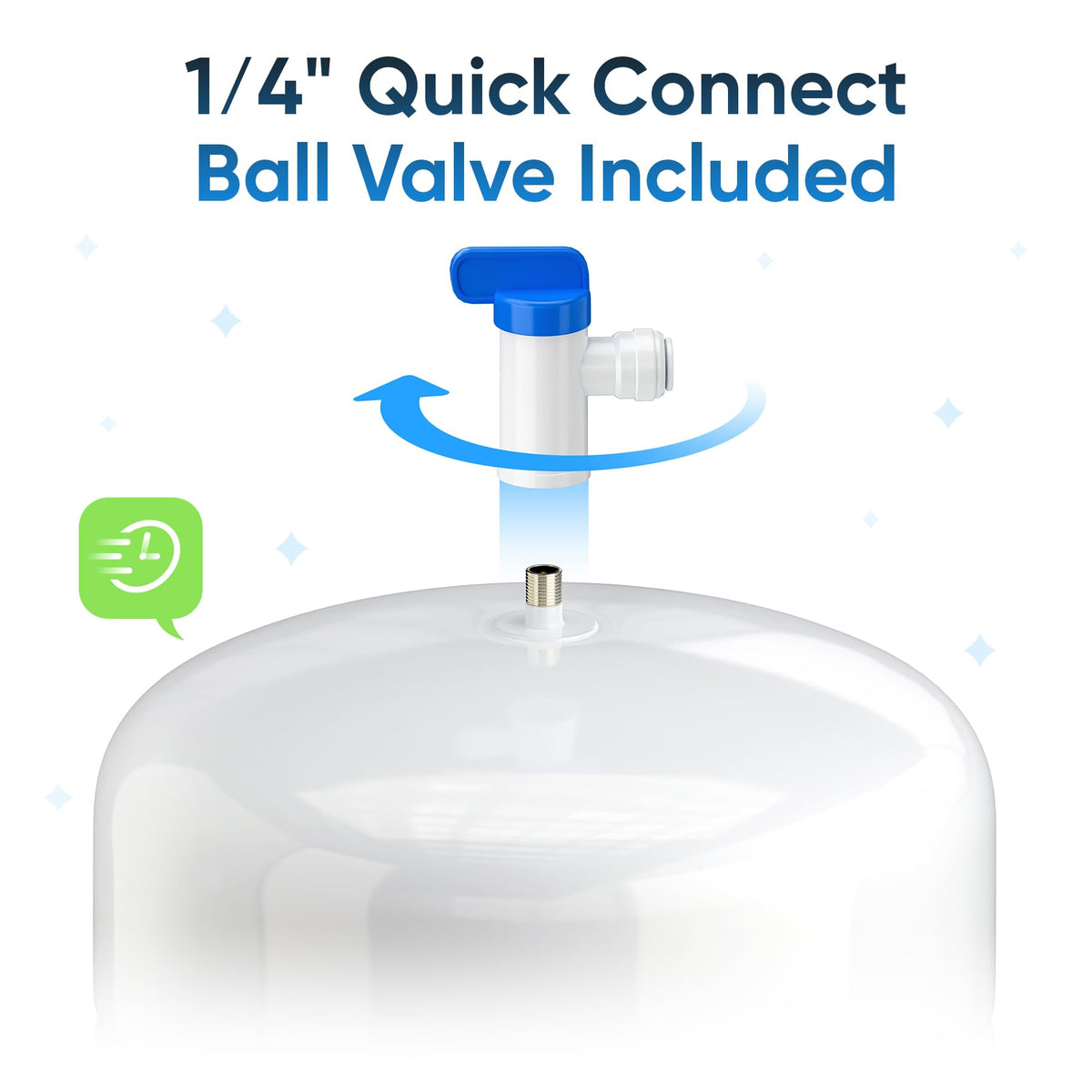 Pressurized Water Storage Tank - Reverse Osmosis Water Tank with Stainless Steel Connections and Ball Valve - Water Filtration System Storage Tank 6 Gal & appx. 3.6 Gal Usable Capacity (ROT-6-W)