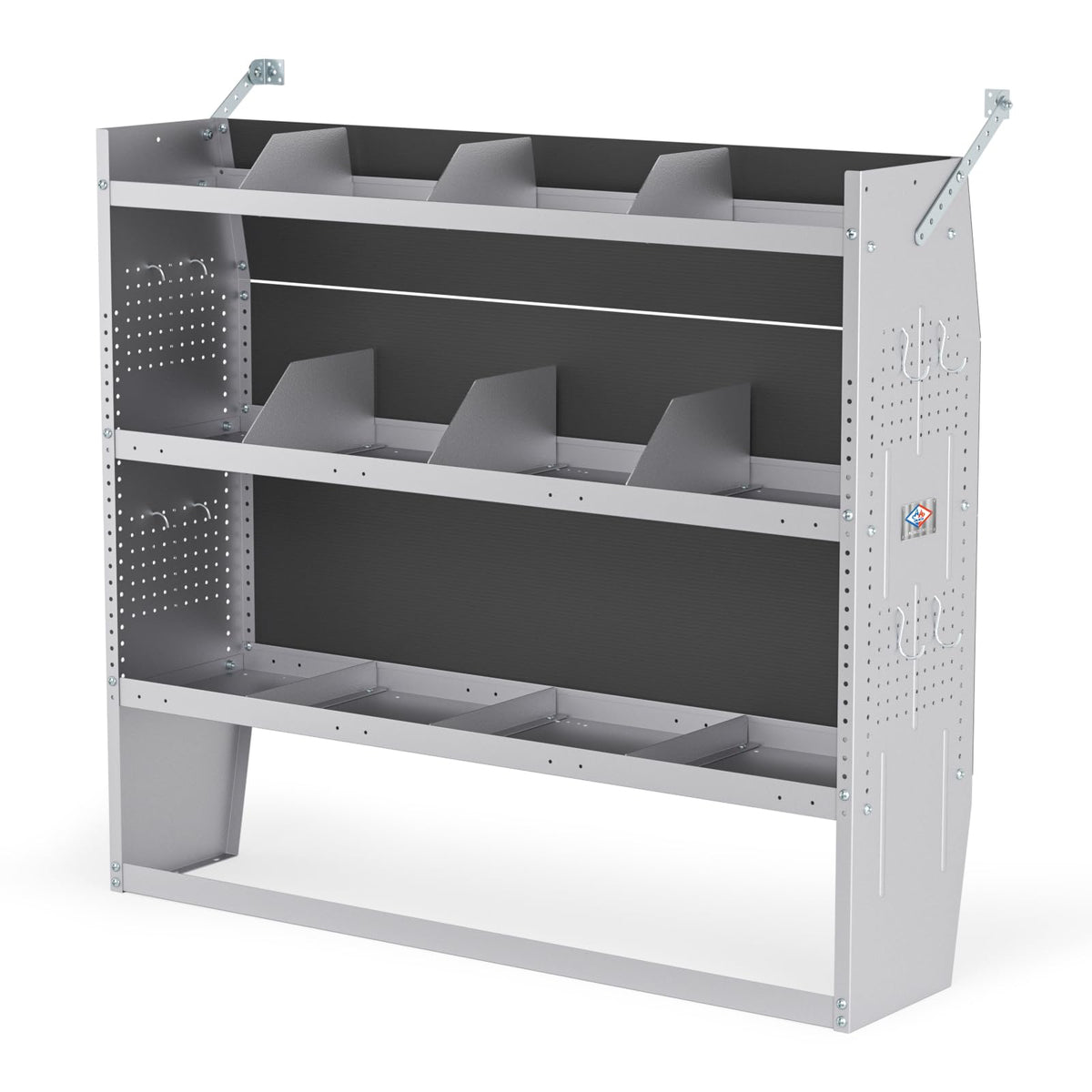 AA Products Inc. SH-4605 Steel Low/Mid/High Roof Van Shelving Storage System Fits Transit, GM, NV, Promaster, Sprinter and Metris, Contoured Shelving Unit, 52" W x 46" H x 13" D