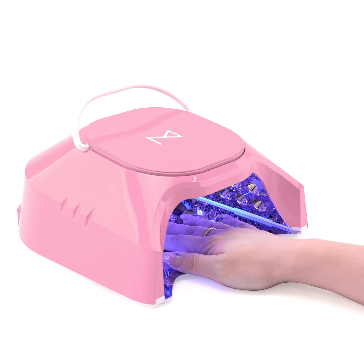 M - GlowPro Professional Hybrid 86W Wireless Rechargeable UV LED Nail Curing Lamp Cordless Nail Dryer for Gel Nails, Manicure, Pedicure (Pink)