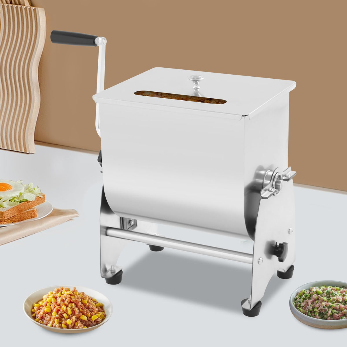 Manual Meat Mixing Machine, Meat Mixer 22lb Capacity, Commercial Tilting Mixer, Large Tub, Removable Paddle, Sausage Mixing Machine, for Home Kitchen, Butcher, Restaurant