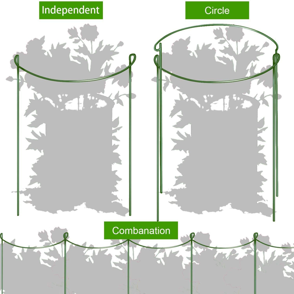 HiGift 10 Pack Peony Cages and Supports, 10" (W) x 16"(H) Plant Support, Heavy Duty Metal Plant Support Stake for Indoor Plants Half Round Garden Stakes Plant Support Ring for Hydrangea,Flower Outdoor