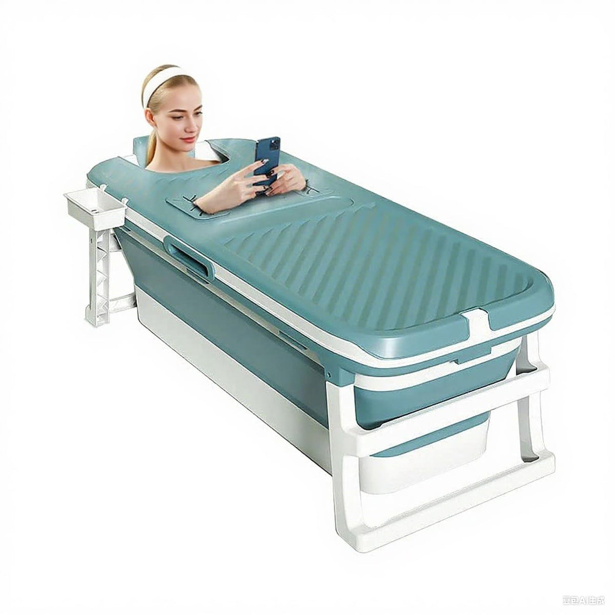 53'' Large Portable Bathtub for Adult, Foldable Bathtub Portable Soaking Bath Tub Effortless, Ergonomically Designed for Hot Bath Ice Bath with Reached Out Hands
