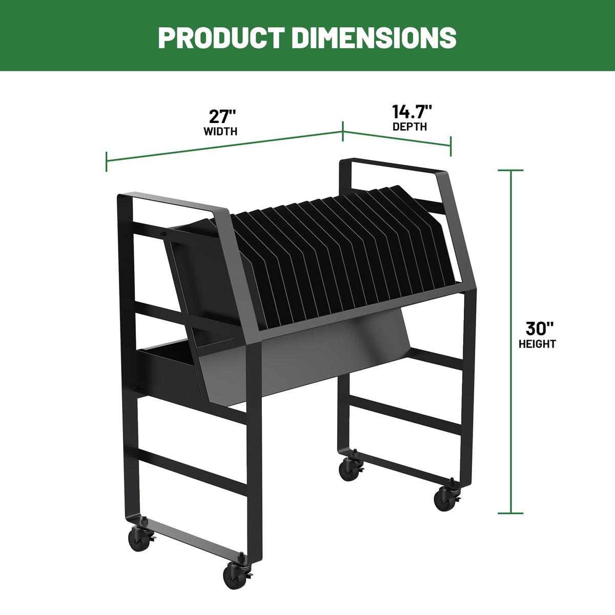 biosp 16 Devices Mobile Open Charging Cart, Rolling Charging Dolly with Wheels for Laptop Computers, Chromebooks, Electronic Equipment Organizer Rack for Office, Classroom (Power Strip Included)