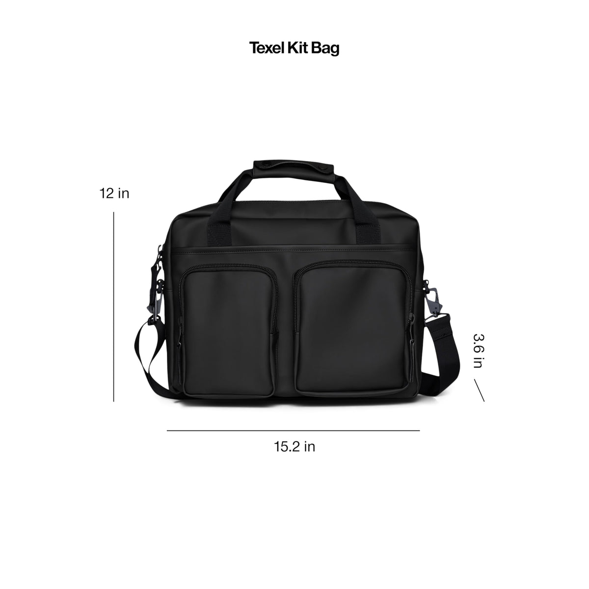 RAINS Texel Tech Bag - Black Waterproof Water Resistant Water Repellent Laptop Bag Unisex Commuter Travel Case 15" Computer Sleeve Tech Organizer - 2 Year Warranty