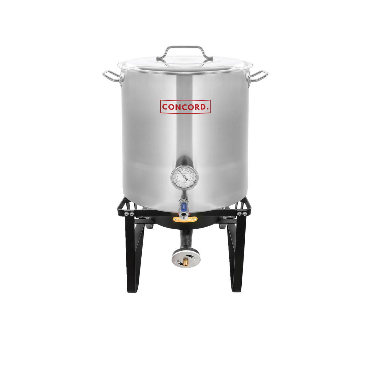 CONCORD Stainless Steel 60 QT Home Brew Kettle Stock Pot + Concord Deluxe Banjo Single Propane Burner, 200,000 BTU Portable Outdoor Stove