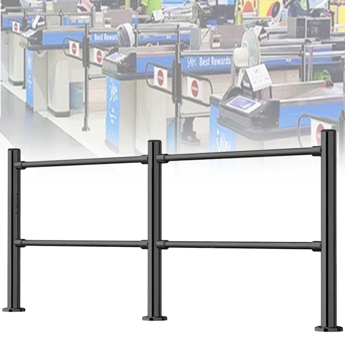 ZGLINMZ Stainless Steel Supermarket Cashier Counter Safety Gate - Black 200x100CM 1-Way Pedestrian Access Spring-Loaded Automatic Swing Door for Libraries and Entrances