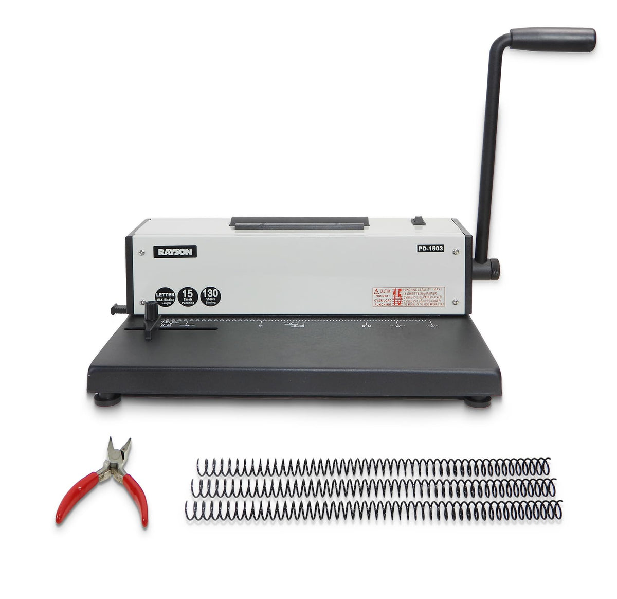 Rayson PD-1503 Coil Binding Machine 43-Hole 4:1 Spiral Binder with Inserter