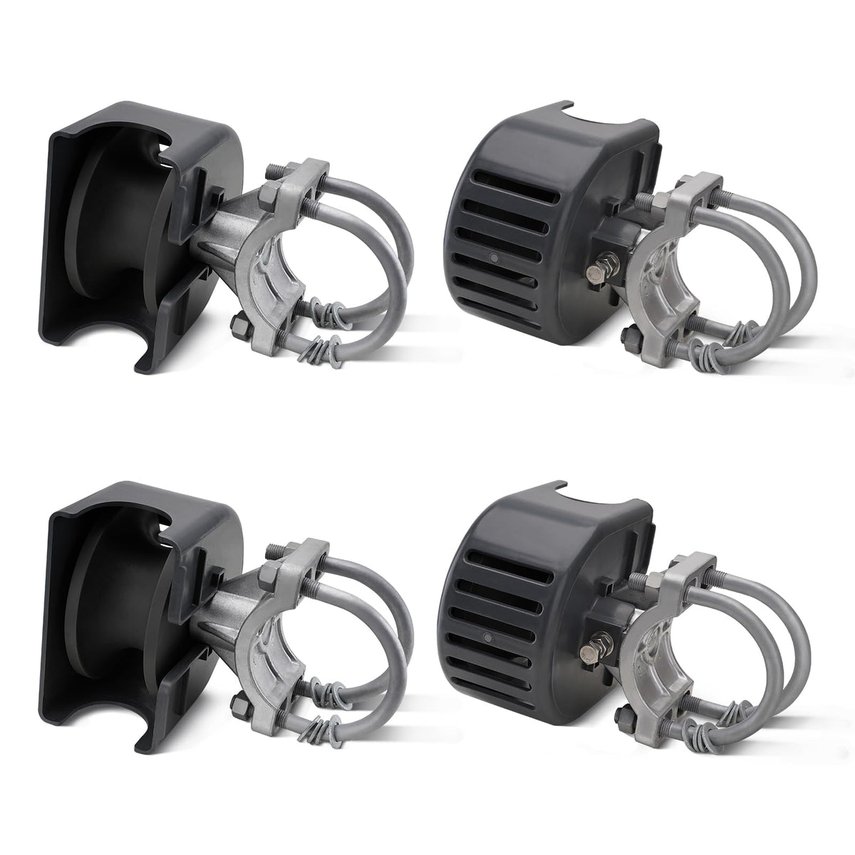 Sliding Gate Rollers, Nylon Cantilever Slide Gate with Covers, Rolling Cantilever, 4" Round Post, 2-3/8" or 2-1/2" for Chain Link Fence Gate Frame, Slide Gate Roller Hardware - Pack of 4