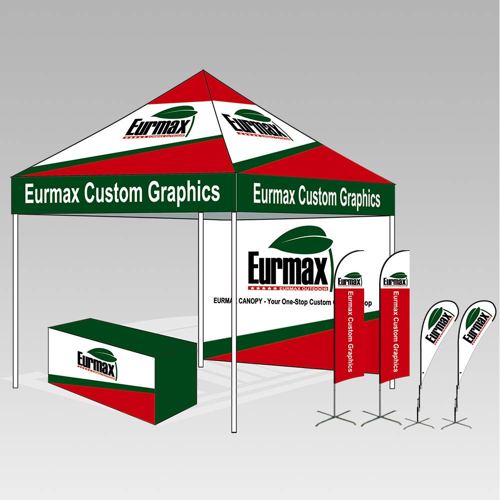 Eurmax USA 10x10 Pop Up Canopy,Commercial Tent with Patented No-Tip Rolling Bag,30sqft Extension Awning & 4 Zippered Removable Walls,UV & Water Resistant,Heavy Duty Instant Shelter Gazebo,Khaki