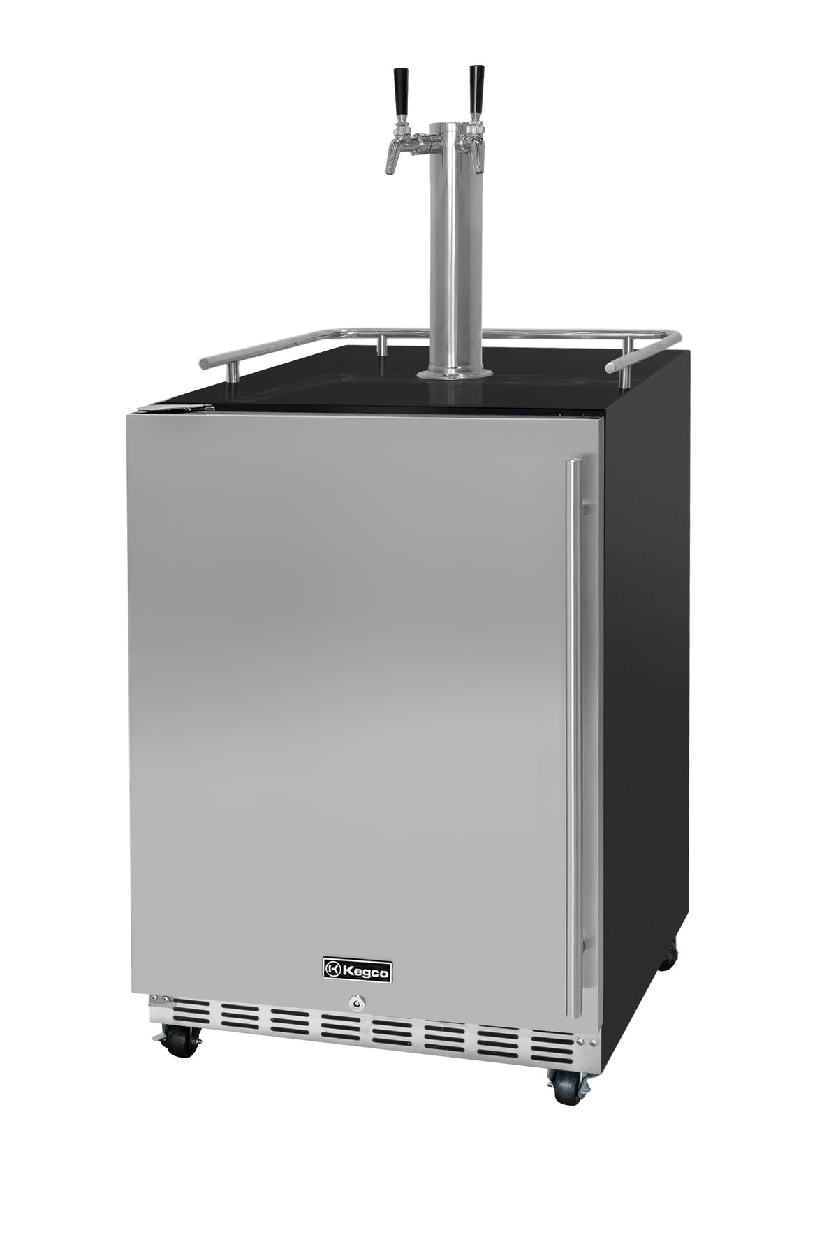 Kegco Kegerator 24" Wide Dual Tap Black/Stainless Steel Commercial Beer Dispenser HK38BSC-L-2