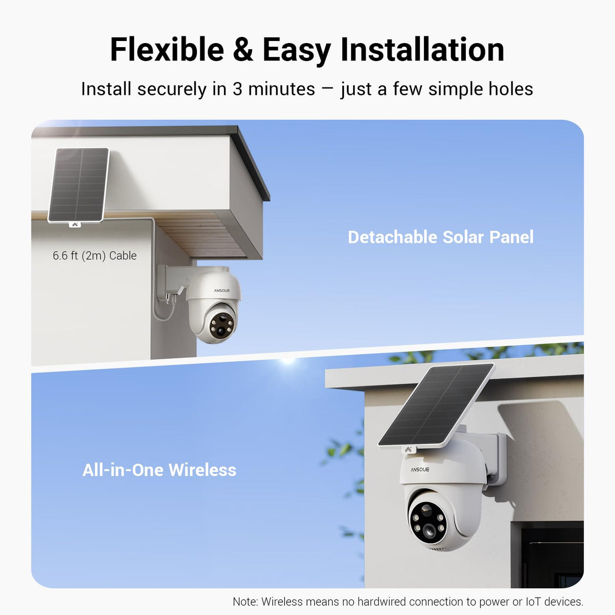 ANSQUE Security Cameras Wireless Outdoor Home System, 6 Camera Kit, No Subscription Fees, Solar Powered, Local Storage, 365-Day Battery Life, 360°PTZ Surveillance, Auto Tracking, 2K Color Night Vision