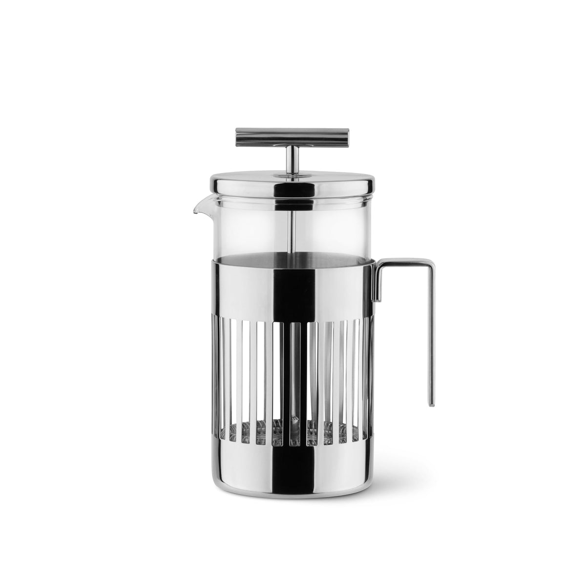 Alessi 9094/8 - Design Press Filter Coffee Maker, 18/10 Stainless Steel, Mirror Polished and Glass, 8 Cups